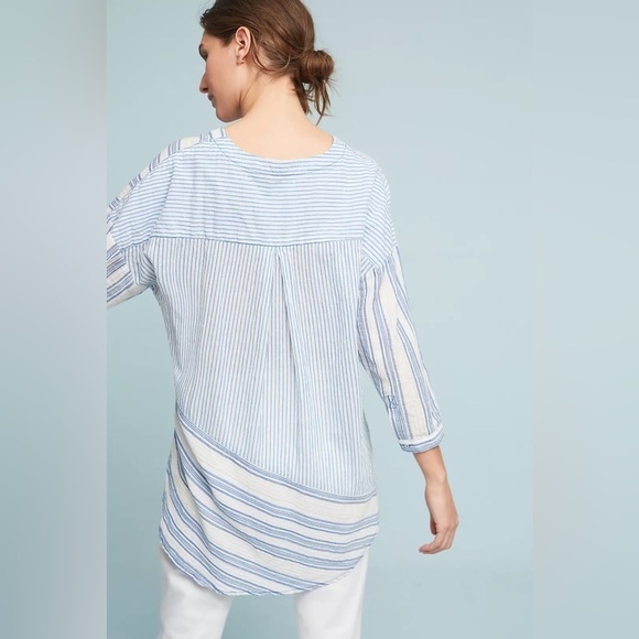 Anthropologie Holding Horses Striped Faux Wrap Western Coastal Tunic Top Size M - Picture 4 of 11